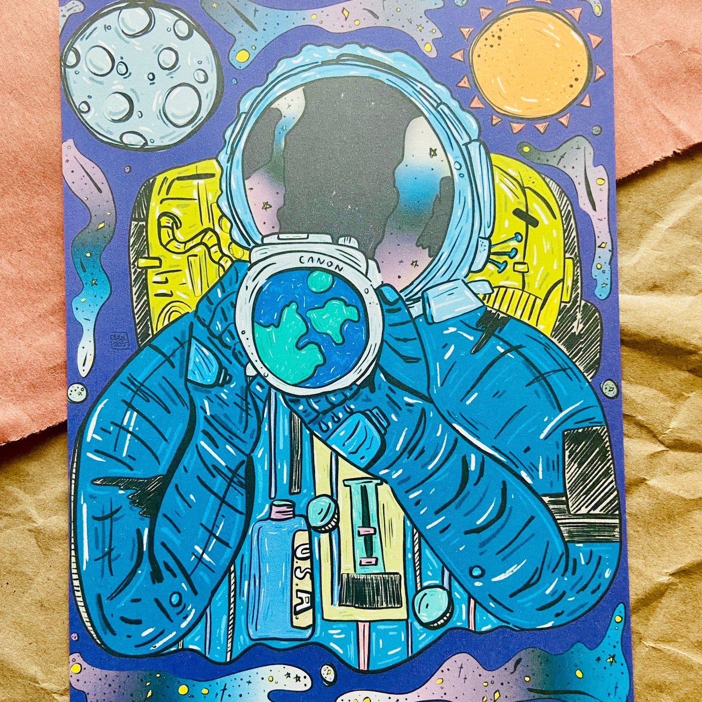 Astronaut in Dream Space Art Print