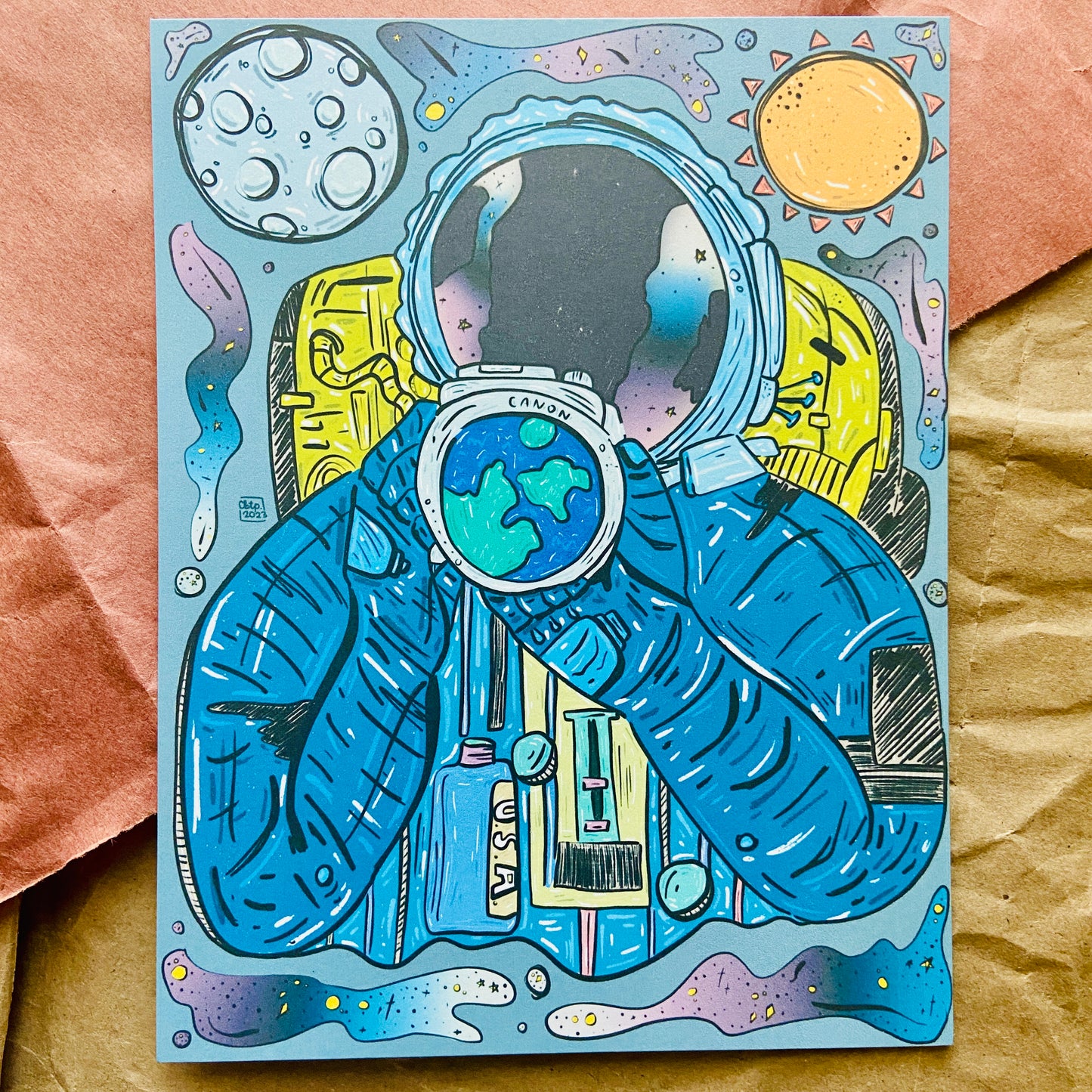 Astronaut in Dream Space Art Print