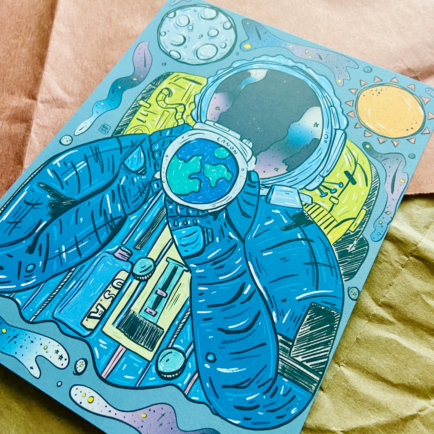 Astronaut in Dream Space Art Print