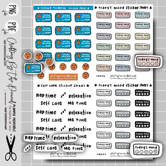 Health Vol 1 Printable Stickers Bundle (4 Mini Sticker Sheets)